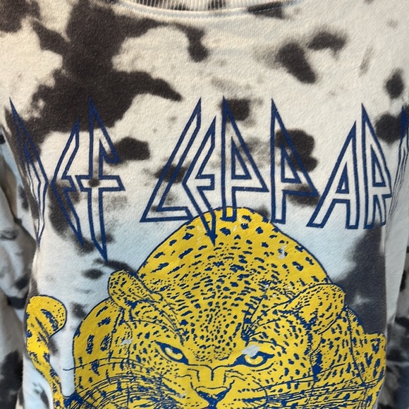 Def Leppard Grey & White Tie Dye Graphic Print Sweatshirt - Picture 4 of 7